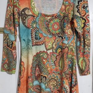 AMMA Design Multicolored Sweater Tunic Dress - Size Small. Boho hippie
